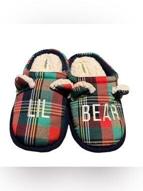 Dearfoams Lil Bear Plaid Christmas Slippers